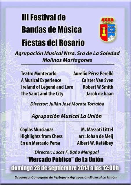 El domingo se celebra el III Festival de Bandas de Música 'Virgen del Rosario'